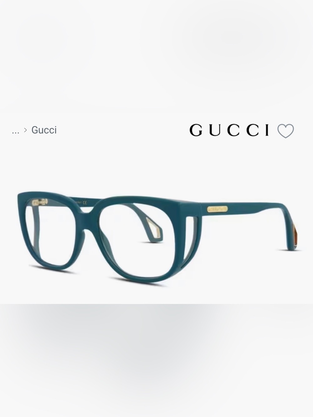 Gucci Deep Teal Square Optical Frames with Gold Accents - Picture 3 of 3